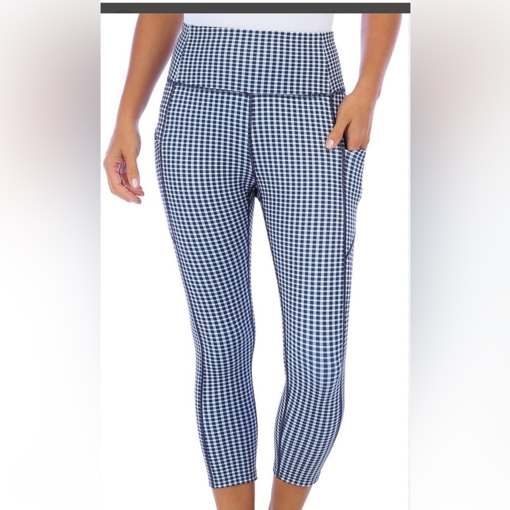 NWT Vogo Check Crop Capri Leggings L